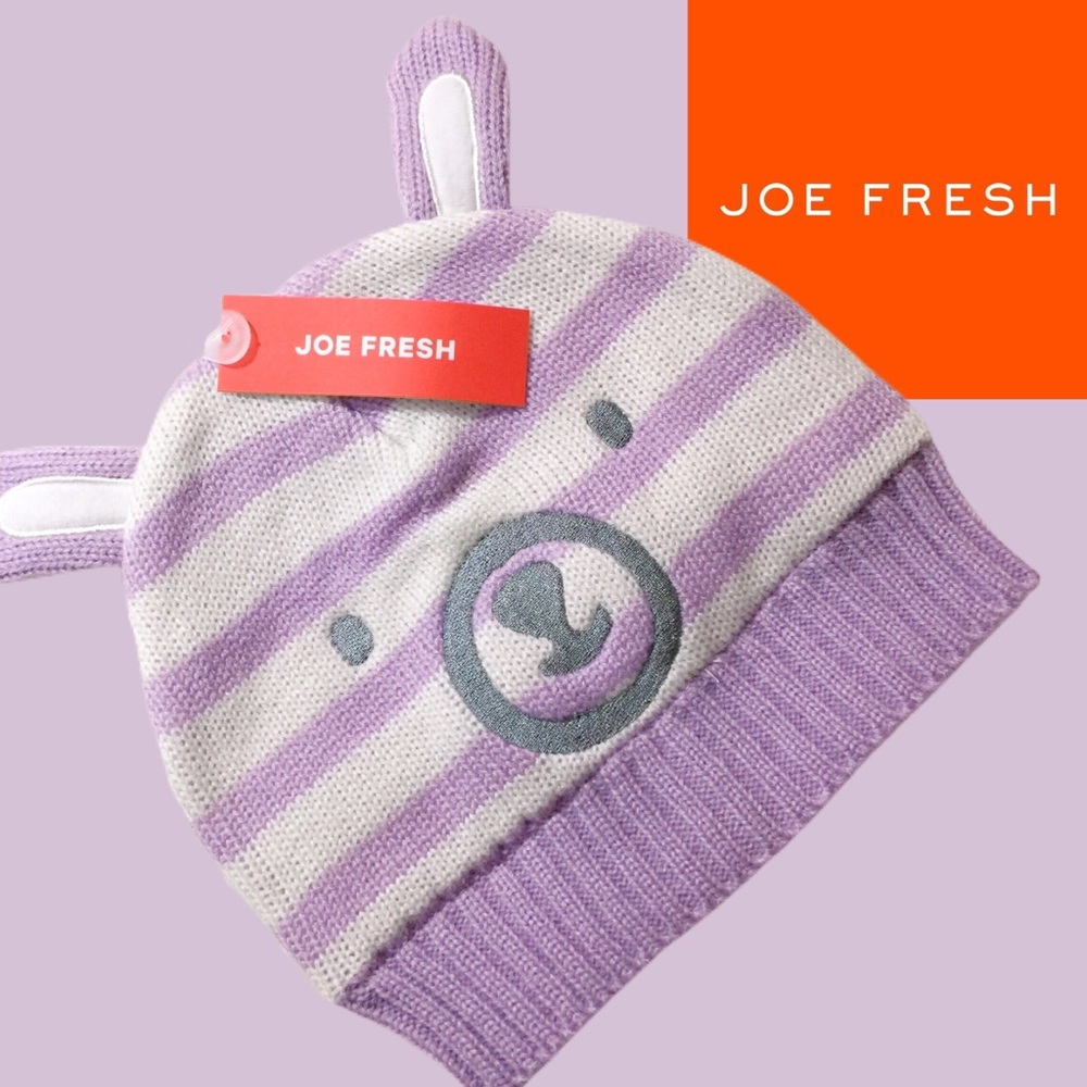 NWT Joe Fresh Purple/White Stripe Warm Beanie